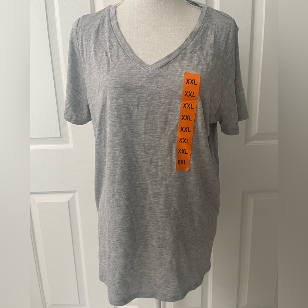 NWT - Jessica Simpson Women’s Flutter Sleeve V-Neck Shirt Top (1685886) Gray XXL
